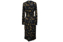 画像をギャラリービューアに読み込む, DOLCE&amp;GABBANA ドルチェアンドガッバーナ ドレス 鍵柄 イタリア製 シルク エラスタン ブラック サイズ36 美品 中古 53609