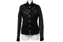 Load image into Gallery viewer, CHROME HEARTS クロムハーツ レターマン スターレザーパッチ ブルゾン ブラック カシミヤ シルク ジャケット S 美品 中古 53899