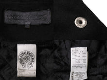 Load image into Gallery viewer, CHROME HEARTS クロムハーツ レターマン スターレザーパッチ ブルゾン ブラック カシミヤ シルク ジャケット S 美品 中古 53899