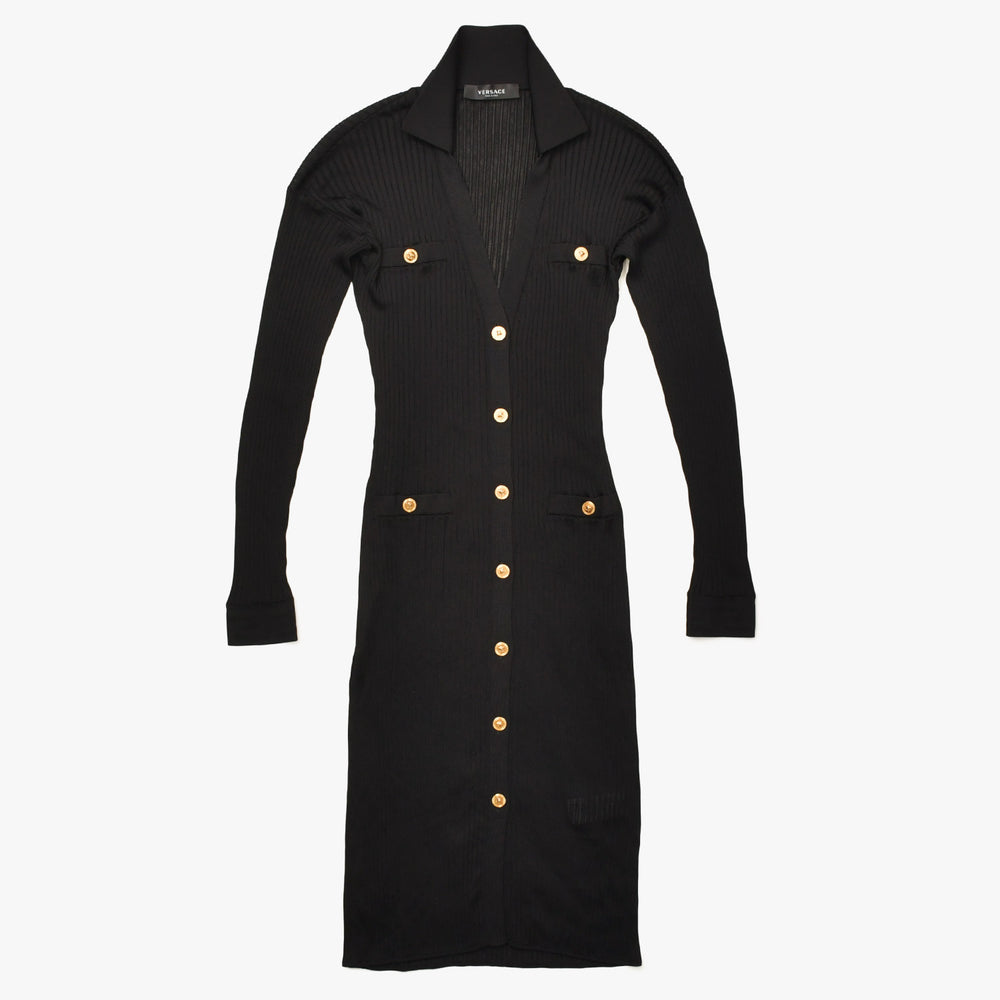 極美品 VERSACE ヴェルサーチ ワンピース メドゥーサ 1000918 サイズ40 ブラック ビスコース 中古 4a005405