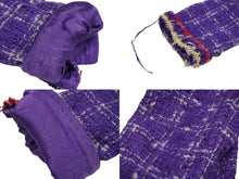 画像をギャラリービューアに読み込む, CHANEL シャネル ツイードジャケット カメリア エパレト 06P P28594 パープル レッド イエロー サイズ34 美品 中古 54051