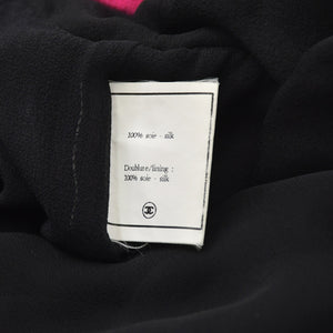 極美品 CHANEL シャネル レース ドレス 黒 Black ブラック Pink ピンク ココマーク ボタン ショール シルク サイズ38 中古 4a005414