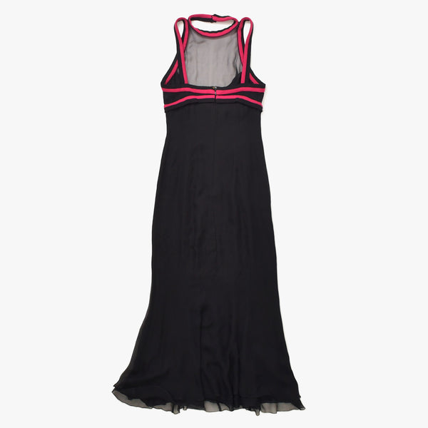 極美品 CHANEL シャネル レース ドレス 黒 Black ブラック Pink ピンク ココマーク ボタン ショール シルク サイズ38 中古 4a005414