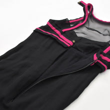 Load the image into the gallery viewer. 極美品 CHANEL シャネル レース ドレス 黒 Black ブラック Pink ピンク ココマーク ボタン ショール シルク サイズ38 中古 4a005414