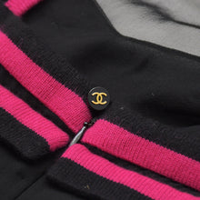 Load the image into the gallery viewer. 極美品 CHANEL シャネル レース ドレス 黒 Black ブラック Pink ピンク ココマーク ボタン ショール シルク サイズ38 中古 4a005414