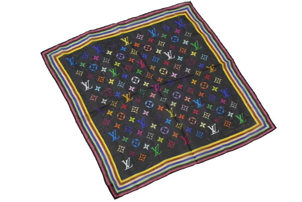 LOUIS VUITTON ルイヴィトン スカーフ 村上隆 ブラック マルチカラー