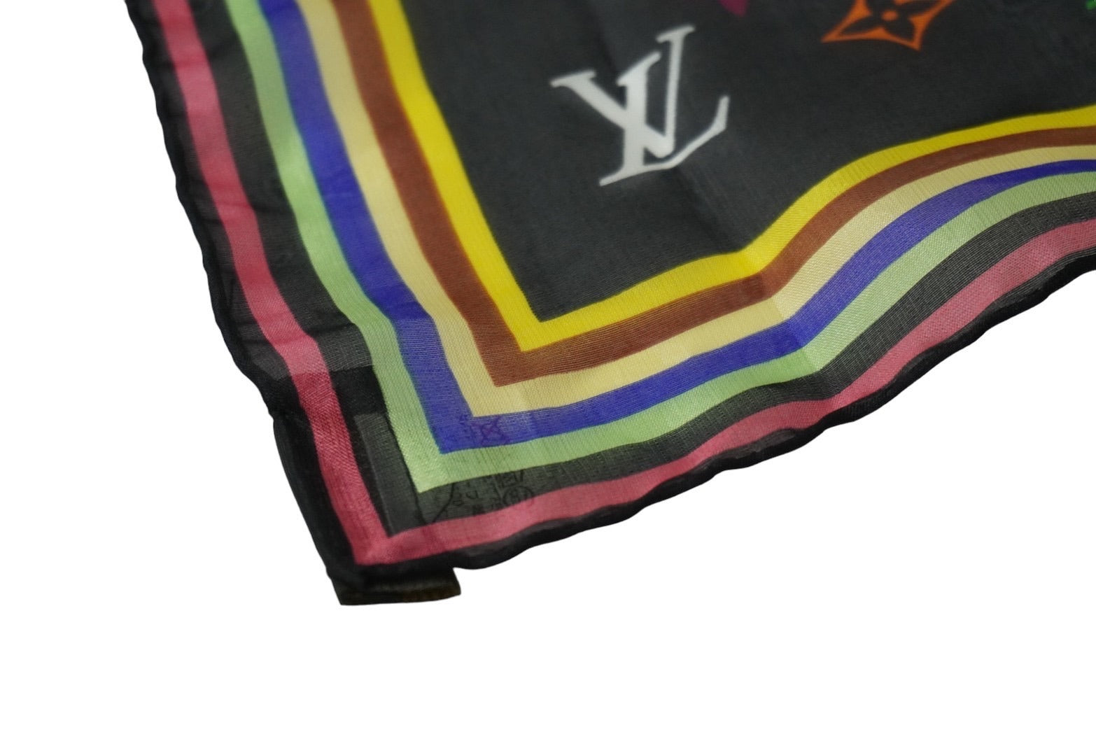 LOUIS VUITTON ルイヴィトン スカーフ 村上隆 ブラック マルチカラー