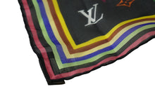 Load image into Gallery viewer, LOUIS VUITTON ルイヴィトン スカーフ 村上隆 ブラック マルチカラー M71916 シルク イタリア 製美品 中古 54196