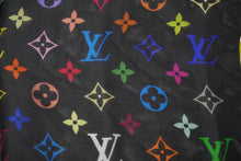 Load image into Gallery viewer, LOUIS VUITTON ルイヴィトン スカーフ 村上隆 ブラック マルチカラー M71916 シルク イタリア 製美品 中古 54196