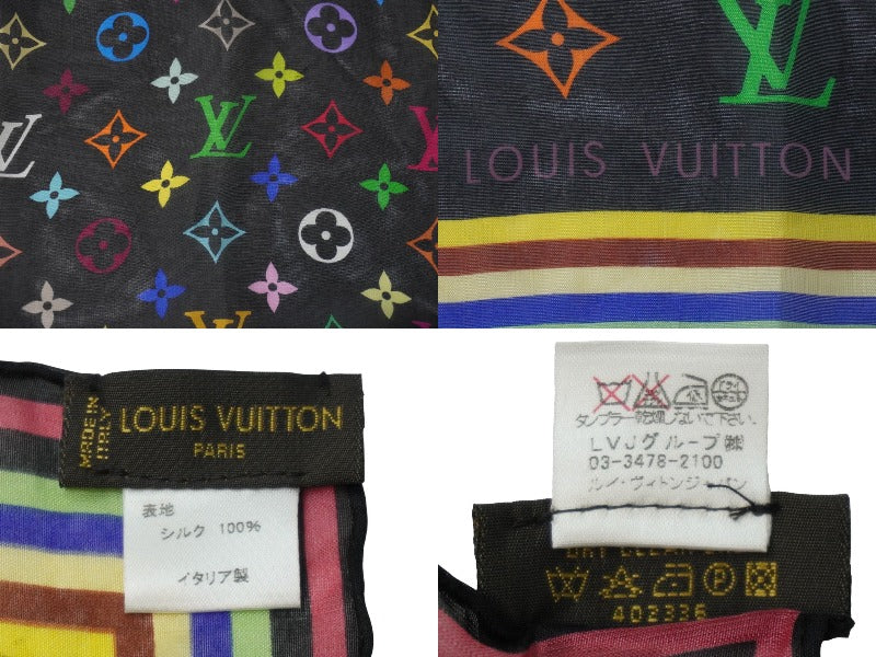 LOUIS VUITTON ルイヴィトン スカーフ 村上隆 ブラック マルチカラー