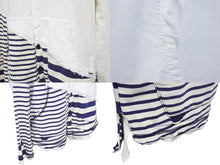 画像をギャラリービューアに読み込む, Greg Lauren グレッグローレン ボーダー ジャケット 再構築 コットン ホワイト ネイビー サイズL 美品 中古 54249