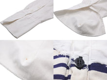 画像をギャラリービューアに読み込む, Greg Lauren グレッグローレン ボーダー ジャケット 再構築 コットン ホワイト ネイビー サイズL 美品 中古 54249
