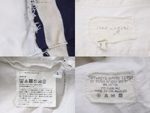 画像をギャラリービューアに読み込む, Greg Lauren グレッグローレン ボーダー ジャケット 再構築 コットン ホワイト ネイビー サイズL 美品 中古 54249