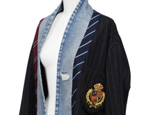 画像をギャラリービューアに読み込む, GREG LAUREN グレッグローレン 再構築 ペンシルストライプ ジャケット マルチカラー パッチ 916983 サイズ3 中古 54251