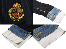 画像をギャラリービューアに読み込む, GREG LAUREN グレッグローレン 再構築 ペンシルストライプ ジャケット マルチカラー パッチ 916983 サイズ3 中古 54251