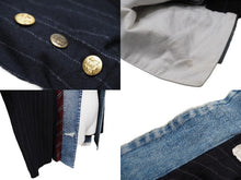 画像をギャラリービューアに読み込む, GREG LAUREN グレッグローレン 再構築 ペンシルストライプ ジャケット マルチカラー パッチ 916983 サイズ3 中古 54251