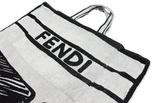 画像をギャラリービューアに読み込む, FENDI フェンディ 2WAY BEACH TOWEL BAG FXH016 ビーチタオル バッグ FXH016 ブラック ホワイト コットン 美品 中古 54383