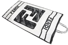 画像をギャラリービューアに読み込む, FENDI フェンディ 2WAY BEACH TOWEL BAG FXH016 ビーチタオル バッグ FXH016 ブラック ホワイト コットン 美品 中古 54383