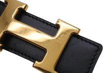 Load image into Gallery viewer, HERMES エルメス ベルト H バックル □E刻印 ボックスカーフ レザー70 ブラック ブラウン ゴールド金具 美品 中古 54433