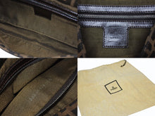 画像をギャラリービューアに読み込む, FENDI フェンディ ハンドバッグ ズッカ柄 マンマバケット ブラウン キャンバス レザー 26424 シルバー金具 美品 中古 4b005445