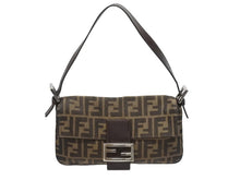 画像をギャラリービューアに読み込む, FENDI フェンディ ハンドバッグ ズッカ柄 マンマバケット ブラウン キャンバス レザー 26424 シルバー金具 美品 中古 4b005445