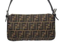 画像をギャラリービューアに読み込む, FENDI フェンディ ハンドバッグ ズッカ柄 マンマバケット ブラウン キャンバス レザー 26424 シルバー金具 美品 中古 4b005445