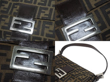 画像をギャラリービューアに読み込む, FENDI フェンディ ハンドバッグ ズッカ柄 マンマバケット ブラウン キャンバス レザー 26424 シルバー金具 美品 中古 4b005445