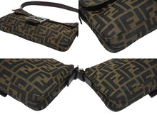 画像をギャラリービューアに読み込む, FENDI フェンディ ハンドバッグ ズッカ柄 マンマバケット ブラウン キャンバス レザー 26424 シルバー金具 美品 中古 4b005445