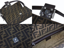 画像をギャラリービューアに読み込む, FENDI フェンディ ハンドバッグ ズッカ柄 マンマバケット ブラウン キャンバス レザー 26424 シルバー金具 美品 中古 4b005445