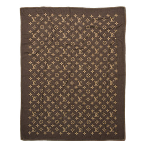 新品同様 LOUIS VUITTON ルイヴィトン プレッド ネオ モノグラム ブランケット M70439 ウール カシミヤ ブラウン ベージュ 中古 4a005447