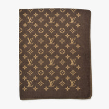 画像をギャラリービューアに読み込む, 新品同様 LOUIS VUITTON ルイヴィトン プレッド ネオ モノグラム ブランケット M70439 ウール カシミヤ ブラウン ベージュ 中古 4a005447
