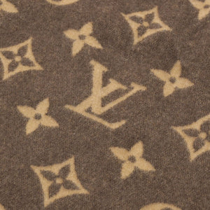 新品同様 LOUIS VUITTON ルイヴィトン プレッド ネオ モノグラム ブランケット M70439 ウール カシミヤ ブラウン ベージュ 中古 4a005447