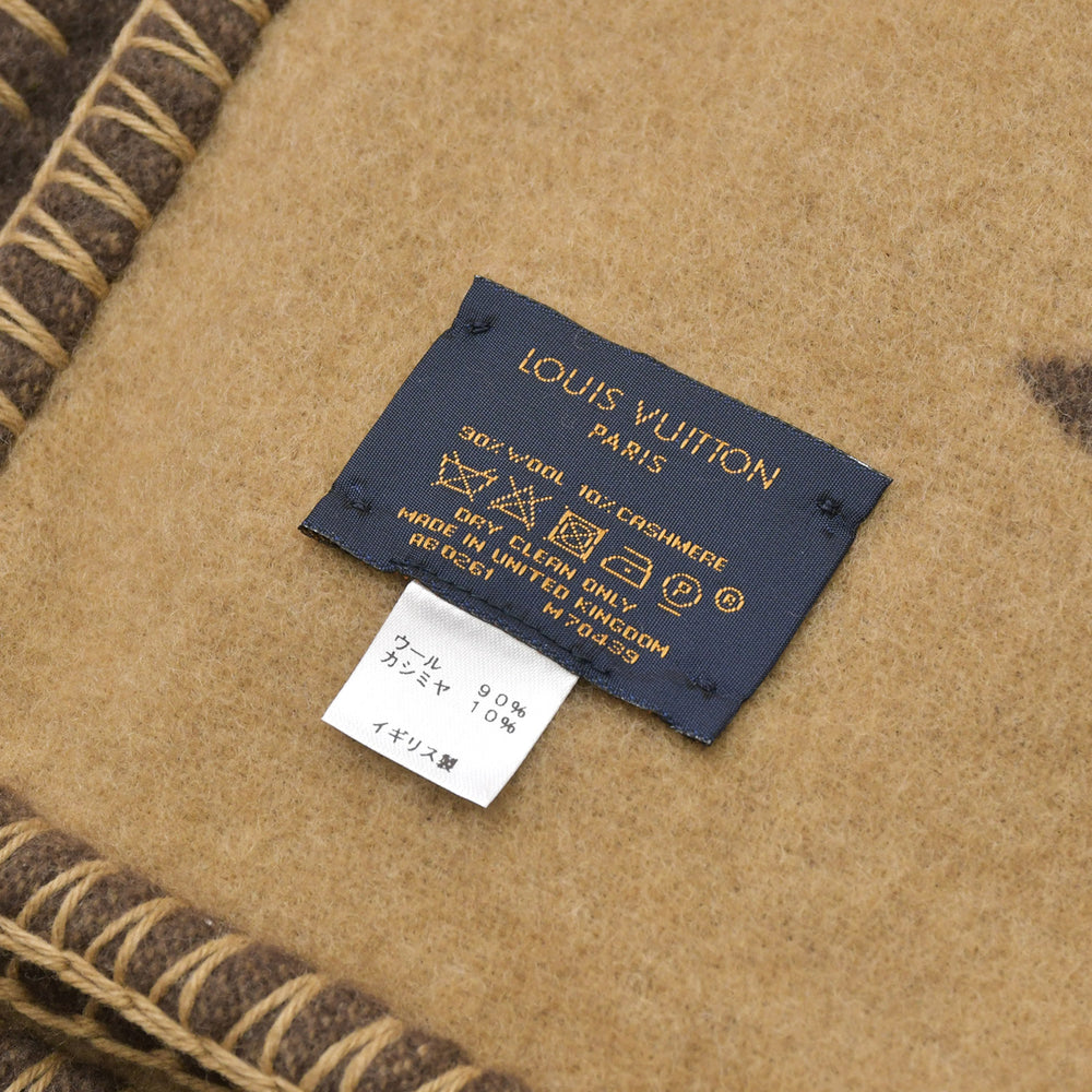 新品同様 LOUIS VUITTON ルイヴィトン プレッド ネオ モノグラム ブランケット M70439 ウール カシミヤ ブラウン ベージュ 中古 4a005447
