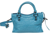 画像をギャラリービューアに読み込む, BALENCIAGA バレンシアガ ルシティ ショルダーバッグ ハンドバッグ 2way 8063952ABEK2910 レザー ブルー 美品 中古 4b005449