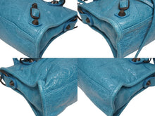 画像をギャラリービューアに読み込む, BALENCIAGA バレンシアガ ルシティ ショルダーバッグ ハンドバッグ 2way 8063952ABEK2910 レザー ブルー 美品 中古 4b005449