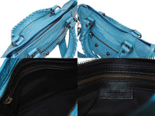 画像をギャラリービューアに読み込む, BALENCIAGA バレンシアガ ルシティ ショルダーバッグ ハンドバッグ 2way 8063952ABEK2910 レザー ブルー 美品 中古 4b005449