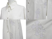 画像をギャラリービューアに読み込む, 新品未使用 CHROME HEARTS クロムハーツ 長袖シャツ MAHAL KITA SHIRT マハルキタシャツ レザーパッチ クロスボール サイズXS 54498