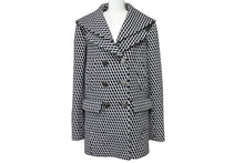 画像をギャラリービューアに読み込む, CHANEL シャネル ジャケット コート ハンブルグ ジグザグ P59081V39106 ブラック ホワイト サイズ40 シルバー金具 美品 中古 54596