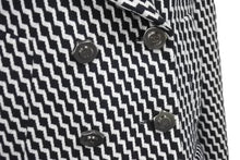 画像をギャラリービューアに読み込む, CHANEL シャネル ジャケット コート ハンブルグ ジグザグ P59081V39106 ブラック ホワイト サイズ40 シルバー金具 美品 中古 54596