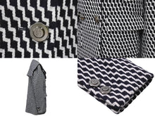 画像をギャラリービューアに読み込む, CHANEL シャネル ジャケット コート ハンブルグ ジグザグ P59081V39106 ブラック ホワイト サイズ40 シルバー金具 美品 中古 54596