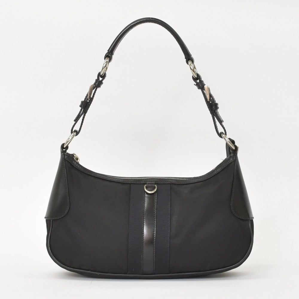 PRADA Prada One Shoulder Bag Triangle Logo Nylon Black Silver Hardware Good Condition Used 4a005473