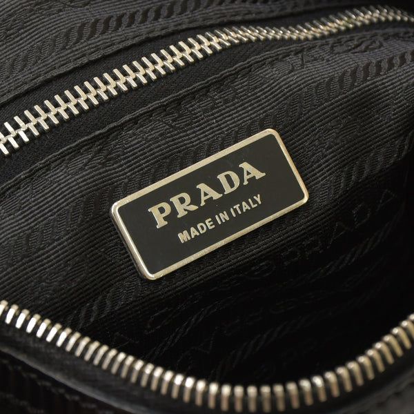 PRADA プラダ ワンショルダーバッグ トライアングルロゴ ナイロン ブラック シルバー金具 美品 中古 4a005473