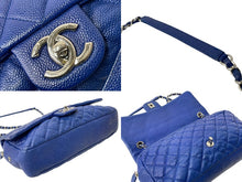 Load image into Gallery viewer, 極美品 CHANEL シャネル マトラッセ チェーンショルダーバッグ キャビアスキン 18番台 シングルフラップ ブルー 中古 54875