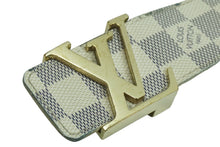 画像をギャラリービューアに読み込む, LOUIS VUITTON ルイヴィトン ベルト イニシャル ダミエ アズール 34/85 M9609 ゴールド金具 良品 中古 54909