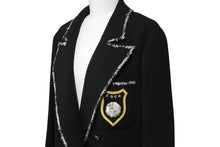 画像をギャラリービューアに読み込む, 極美品 CHANEL シャネル ウール エンブレム ダブル ジャケット 05C ブラック ロゴ ツイード P24937V12963 サイズ44 中古 54954