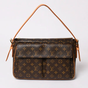 極美品 LOUISVUITTON ルイヴィトン ヴィヴァシテGM ワンショルダーバッグ M51163 モノグラム ブラウン ゴールド金具 中古 4a003180
