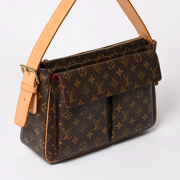 極美品 LOUISVUITTON ルイヴィトン ヴィヴァシテGM ワンショルダーバッグ M51163 モノグラム ブラウン ゴールド金具 中古 4a003180