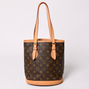 LOUIS VUITTON ルイヴィトン バケットPM ハンドバッグ M42238 モノグラム ブラウン レザー PVC ゴールド金具 美品 中古 4a003188