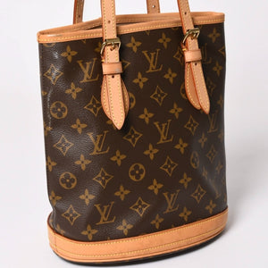 LOUIS VUITTON ルイヴィトン バケットPM ハンドバッグ M42238 モノグラム ブラウン レザー PVC ゴールド金具 美品 中古 4a003188