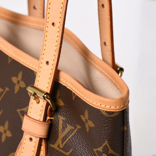 LOUIS VUITTON ルイヴィトン バケットPM ハンドバッグ M42238 モノグラム ブラウン レザー PVC ゴールド金具 美品 中古 4a003188